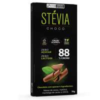 Chocolate 88% Cacau Adoçado com Stévia 70g Stévia Choco