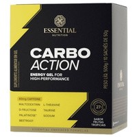 Energy Gel Carbo Action com Cafeína Frutas Tropicais Caixa com 10 Sachês de 50g Essential Nutrition Energy Gel Carbo Action com Cafeína Frutas Tropicais Caixa com 10 Sachês de 50g Essential Nutrition