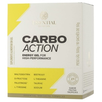 Energy Gel Carbo Action sem Cafeína Frutas Tropicais Caixa com 10 Sachês de 50g Essential Nutrition