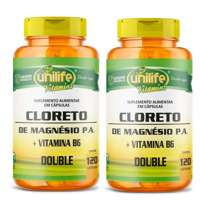 Cloreto de Magnésio P.A. + Vitamina B6 Kit com 2Un de 120 Cápsulas Unilife Cloreto de Magnésio P.A. + Vitamina B6 Kit com 2Un de 120 Cápsulas Unilife