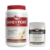 Kit Fortalecimento Creafort Creatina Creapure 300g + Whey Fort 3W Baunilha 900g Vitafor