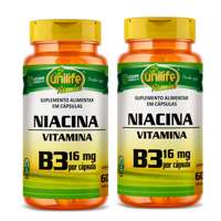 Niacina Vitamina B3 Kit com 2Un de 60 Cápsulas Unilife Niacina Vitamina B3 Kit com 2Un de 60 Cápsulas Unilife