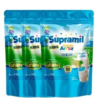 Bebida de Arroz Rice Milk Kids Supramil Baunilha Kit com 3UN de 1kg Unilife