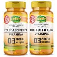 Vitamina D3 Colecalciferol Kit com 2Un de 60 Cápsulas Unilife Vitamina D3 Colecalciferol Kit com 2Un de 60 Cápsulas Unilife