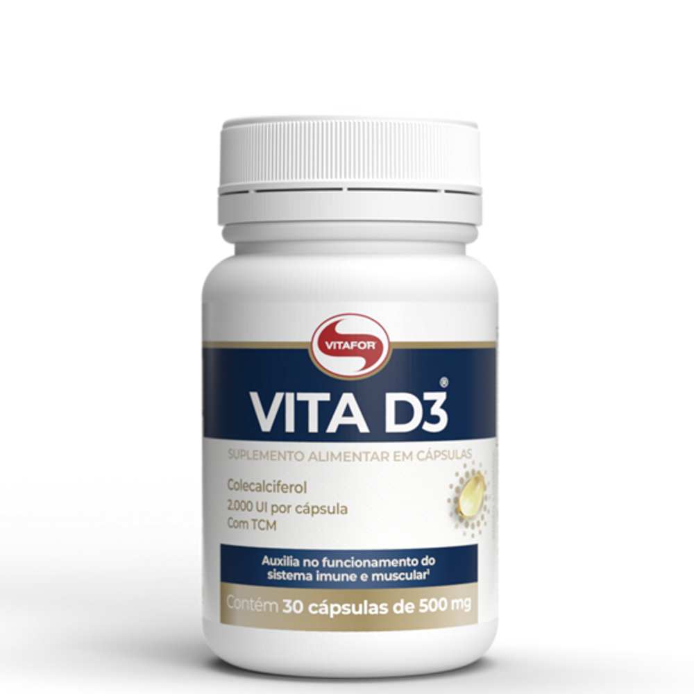 Vitamina D3 Vita D3 500mg 30 Cápsulas Vitafor :: UniNatural