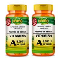 Vitamina A 8000UI Kit com 2Un de 60 Cápsulas Unilife Vitamina A 8000UI Kit com 2Un de 60 Cápsulas Unilife