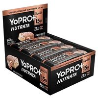 Barra de Proteína YoPRO Cappuccino com Nibs de Cacau Caixa com 12UN de 55g Nutrata Barra de Proteína YoPRO Cappuccino com Nibs de Cacau Caixa com 12UN de 55g Nutrata