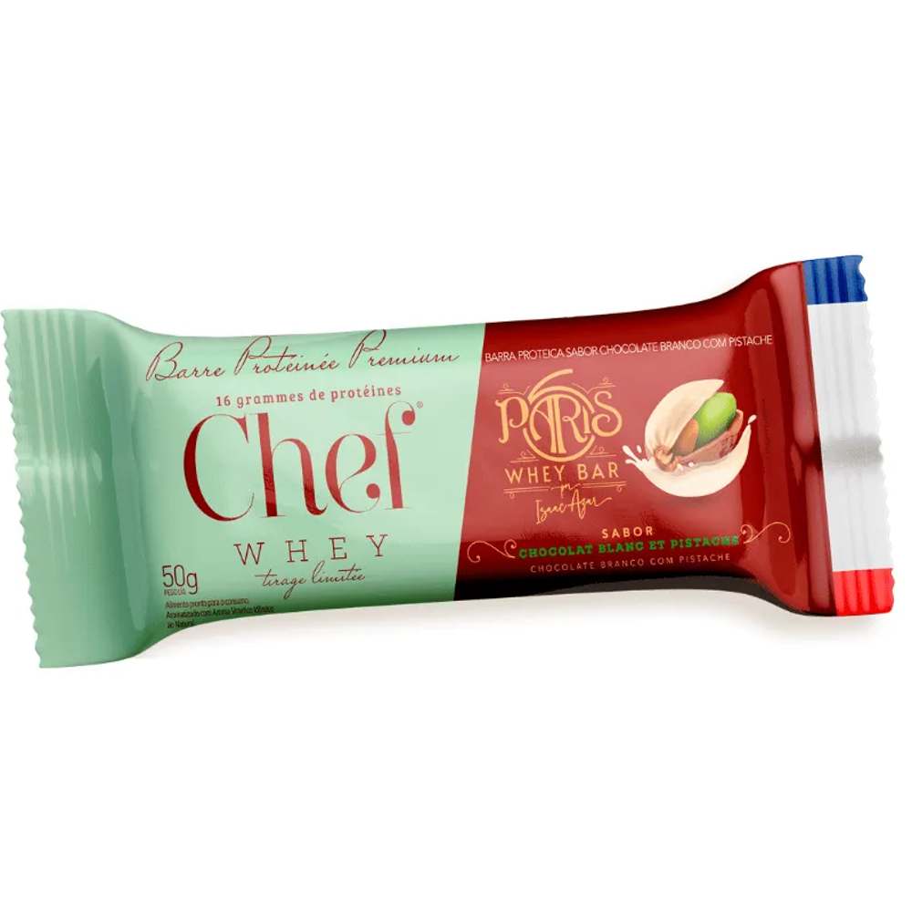 Barra de Proteína Premium Chocolate Branco com Pistache 50g Chef