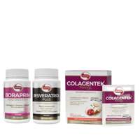 Kit Saúde Mulher Colagentek Beauty Maça c/ Canela 30S + Boraprim 60C + Resveratrol Plus 60C Vitafor Kit Saúde Mulher Colagentek Beauty Maça c/ Canela 30S + Boraprim 60C + Resveratrol Plus 60C Vitafor