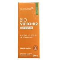Bio Vit.D3 + K2 Limão 20ml Puravida Bio Vit.D3 + K2 Limão 20ml Puravida